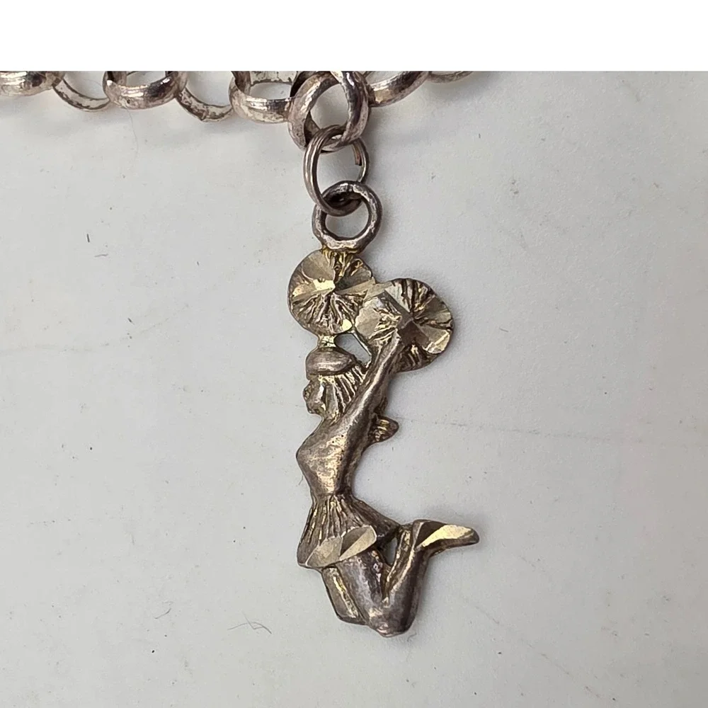 Sterling Silver 925 Charm Bracelet Sweet 16 Daughter Cheerleader Cell Phone 9.9g